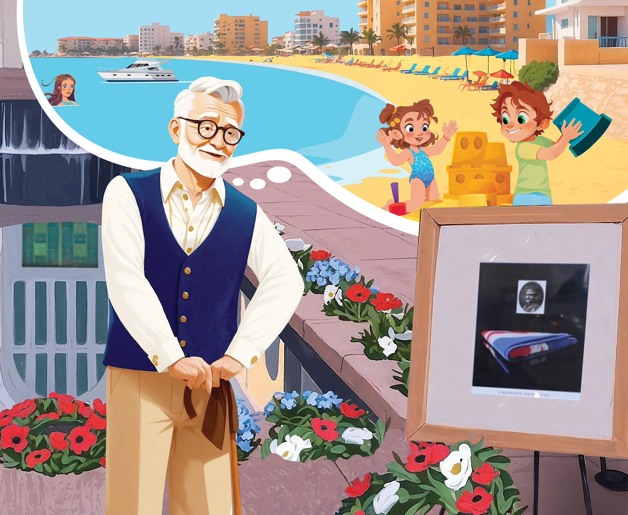 A grandfather's memories travel from Australia back to Ammochostos, the city of orange trees, the city of the Anthesteria festival, the city with the golden beach.