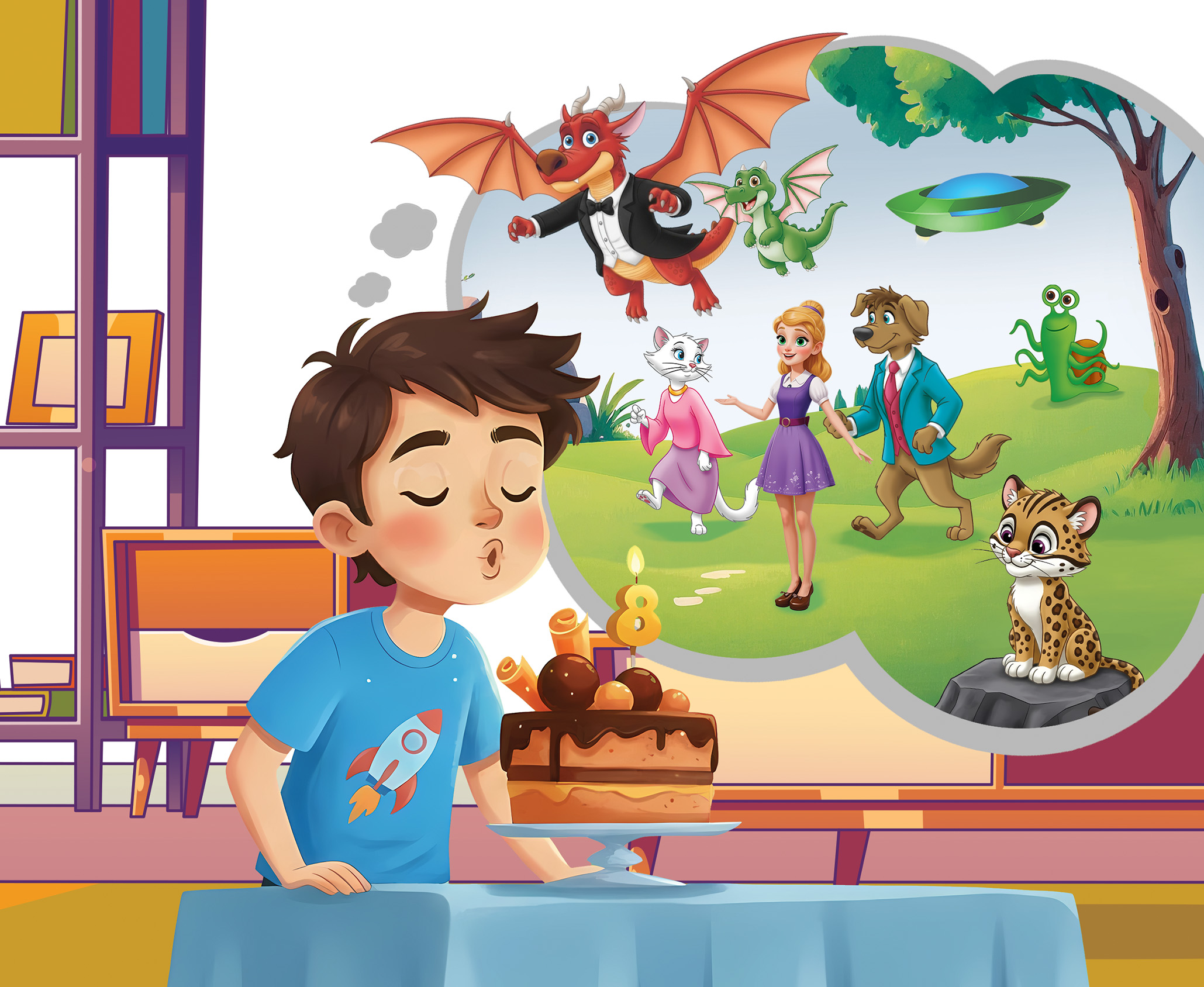 When Denis blows out his birthday candles, he wishes for a great adventure and gets one.