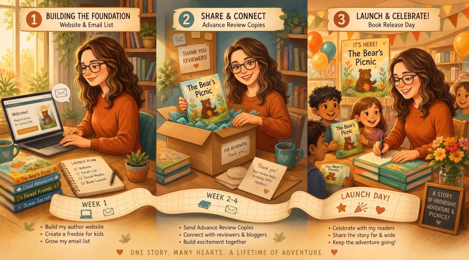 children's book marketing pre-launch timeline — 90-day countdown checklist