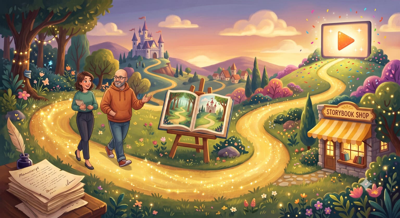 One continuous path from manuscript to illustrated children's book to Amazon launch with video marketing
